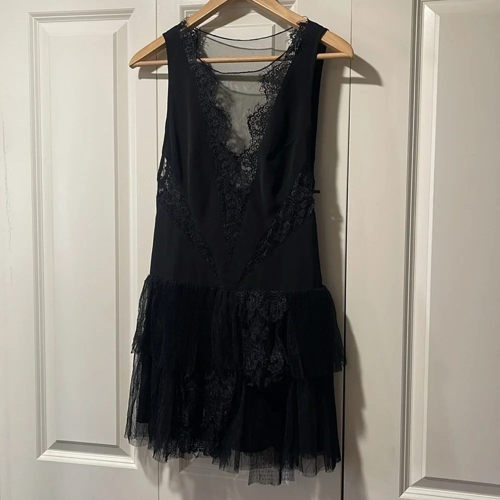 Free people Dove lace sheer mesh mini ruffle dress 4 - Picture 3 of 13